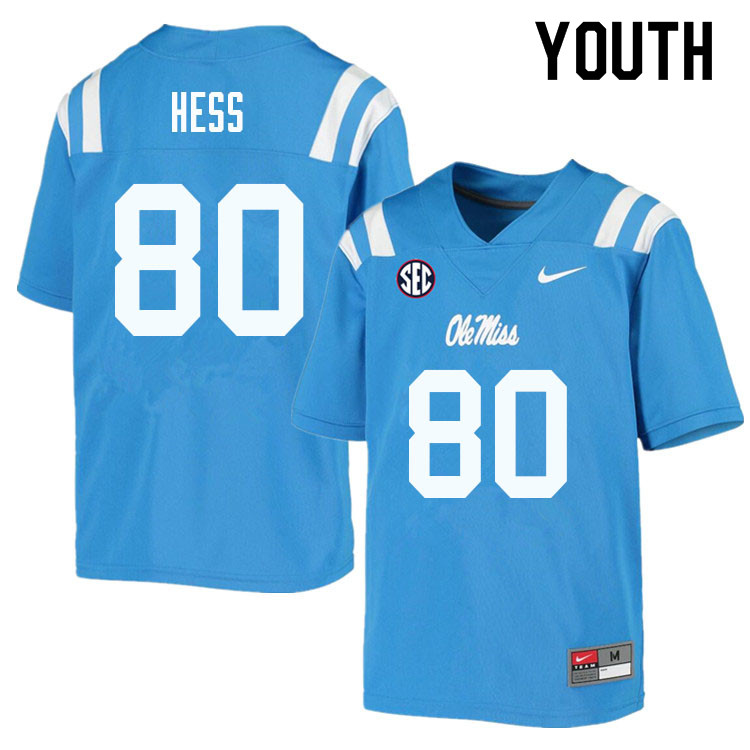 Youth #80 Jonathan Hess Ole Miss Rebels College Football Jerseys Sale-Powder Blue